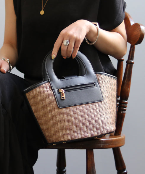 エコレザーかごハンドバッグ 12-1093